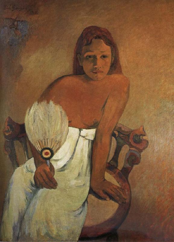 Paul Gauguin The Girl Holding fan oil painting image